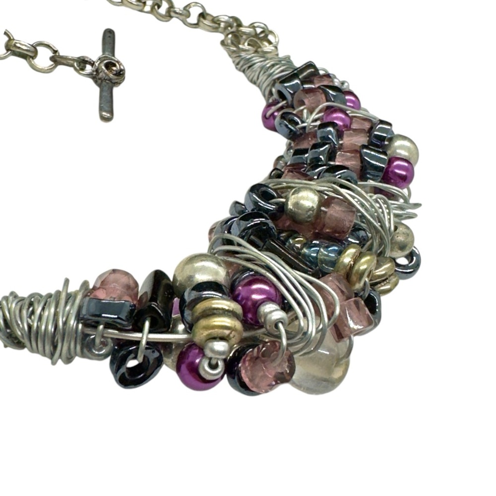 Host Pick Artesian(?) Made Silver Metal & Bead Ne… - image 5